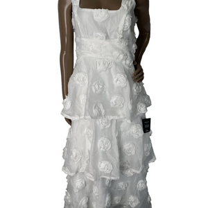 NEW LULUS Women's White Midi Dress Size XS – Sleeveless Square Neck with Floral